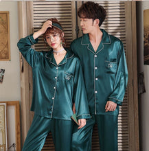 将图片加载到图库查看器,Luxury Pajama suit Satin Silk Pajamas Sets Couple Sleepwear