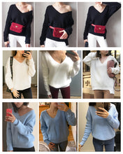 将图片加载到图库查看器,Knitwear sexy V-Neck Minimalist Tops