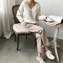 将图片加载到图库查看器,Knitwear sexy V-Neck Minimalist Tops
