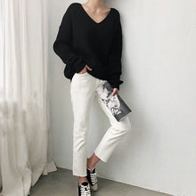 将图片加载到图库查看器,Knitwear sexy V-Neck Minimalist Tops