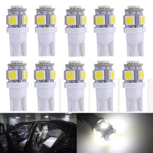 将图片加载到图库查看器,Katur 10pcs T10 W5W LED Bulb 5 SMD LED White Blue Red Yellow Green 194 168 Super Bright wedge Lights bulbs Lamps 12V 5050 SMD