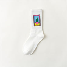 Cargar imagen en el visor de la galería, Black White Cotton Socks AB Side Don't Follow Me I'm Lost Creative Unisex Socks