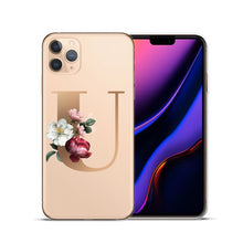 将图片加载到图库查看器,Custom 26 Letters Flower Soft Silicone Phone Case