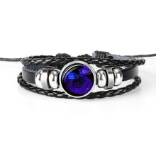 将图片加载到图库查看器,Constellation Zodiac Sign Black Braided Leather Bracelet Growing in the dark