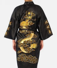 将图片加载到图库查看器,Men's Satin Silk Robe Embroidery Dragon