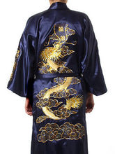 将图片加载到图库查看器,Men's Satin Silk Robe Embroidery Dragon