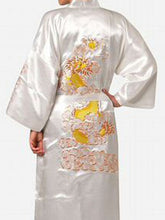 将图片加载到图库查看器,Men's Satin Silk Robe Embroidery Dragon