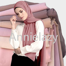 将图片加载到图库查看器,Muslim Plain Bubble Chiffon Hijab Scarf Women