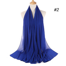 将图片加载到图库查看器,Muslim Plain Bubble Chiffon Hijab Scarf Women