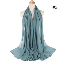 将图片加载到图库查看器,Muslim Plain Bubble Chiffon Hijab Scarf Women