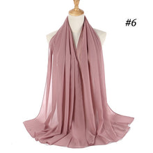将图片加载到图库查看器,Muslim Plain Bubble Chiffon Hijab Scarf Women