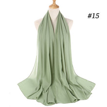 将图片加载到图库查看器,Muslim Plain Bubble Chiffon Hijab Scarf Women