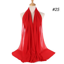将图片加载到图库查看器,Muslim Plain Bubble Chiffon Hijab Scarf Women
