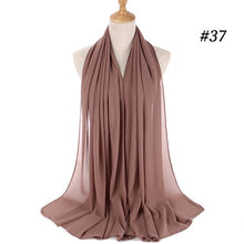 将图片加载到图库查看器,Muslim Plain Bubble Chiffon Hijab Scarf Women
