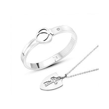 将图片加载到图库查看器,Concentric Lock Key Bracelet Necklace Couple Set
