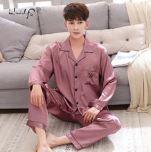 将图片加载到图库查看器,Luxury Pajama suit Satin Silk Pajamas Sets Couple Sleepwear