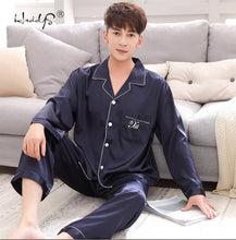 将图片加载到图库查看器,Luxury Pajama suit Satin Silk Pajamas Sets Couple Sleepwear