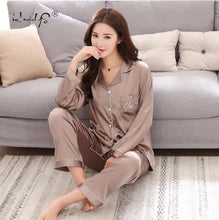 将图片加载到图库查看器,Luxury Pajama suit Satin Silk Pajamas Sets Couple Sleepwear