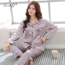 将图片加载到图库查看器,Luxury Pajama suit Satin Silk Pajamas Sets Couple Sleepwear