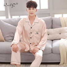 将图片加载到图库查看器,Luxury Pajama suit Satin Silk Pajamas Sets Couple Sleepwear