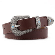Charger l'image dans la galerie, Black Leather Belt Women Metal Heart Buckle