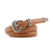 Charger l'image dans la galerie, Black Leather Belt Women Metal Heart Buckle
