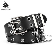 将图片加载到图库查看器,Genuine Leather New Punk style belts for women