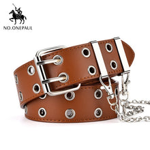 将图片加载到图库查看器,Genuine Leather New Punk style belts for women