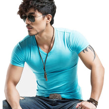 Load image into Gallery viewer, Fitness T-shirts Men's V neck
