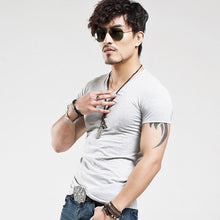 Load image into Gallery viewer, Fitness T-shirts Men's V neck