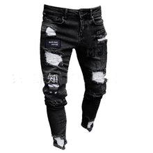 Load image into Gallery viewer, Men Stretchy Ripped Skinny Embroidery Print Jeans