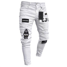 Load image into Gallery viewer, Men Stretchy Ripped Skinny Embroidery Print Jeans