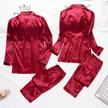 将图片加载到图库查看器,Luxury Pajama suit Satin Silk Pajamas Sets Couple Sleepwear