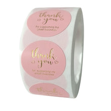 Kép betöltése a galériamegjelenítőbe: Pink Paper Label Stickers Gold Thank You Sticker