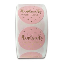 Kép betöltése a galériamegjelenítőbe: Pink Paper Label Stickers Gold Thank You Sticker