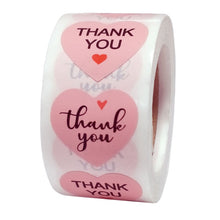 Kép betöltése a galériamegjelenítőbe: Pink Paper Label Stickers Gold Thank You Sticker
