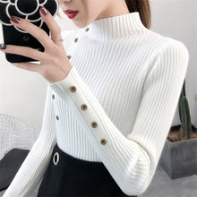 将图片加载到图库查看器,Solid Knitted Cotton Sweater for ladies