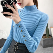 将图片加载到图库查看器,Solid Knitted Cotton Sweater for ladies