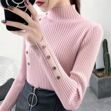 将图片加载到图库查看器,Solid Knitted Cotton Sweater for ladies