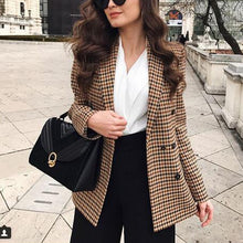 将图片加载到图库查看器,Fashion Autumn Women Plaid Blazers