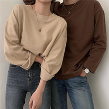 将图片加载到图库查看器,Casual Long Sleeve Loose Bottoming Solid Female Basic Thick Tops