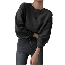 将图片加载到图库查看器,Casual Long Sleeve Loose Bottoming Solid Female Basic Thick Tops