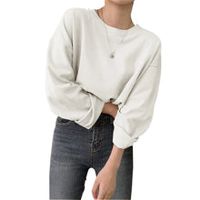 将图片加载到图库查看器,Casual Long Sleeve Loose Bottoming Solid Female Basic Thick Tops