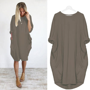 Women Casual Loose Dress with Pockets