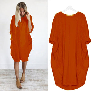 Women Casual Loose Dress with Pockets