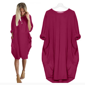 Women Casual Loose Dress with Pockets