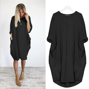 Women Casual Loose Dress with Pockets