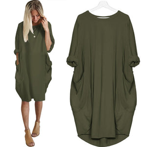 Women Casual Loose Dress with Pockets