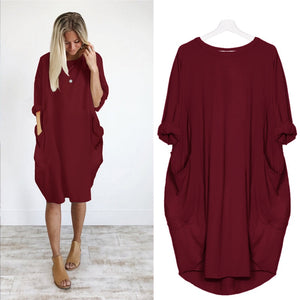 Women Casual Loose Dress with Pockets