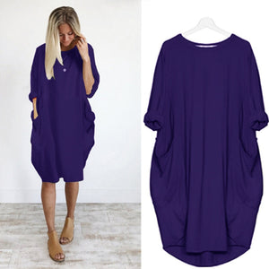 Women Casual Loose Dress with Pockets